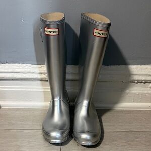 Hunter Metallic Silver Tall Boots